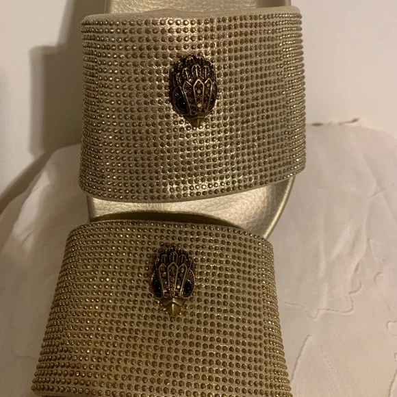 Kurt Geiger Gold Embellished Slide Sandals - Picture 4 of 4